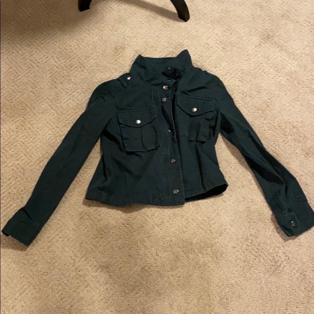 Dark green jacket.